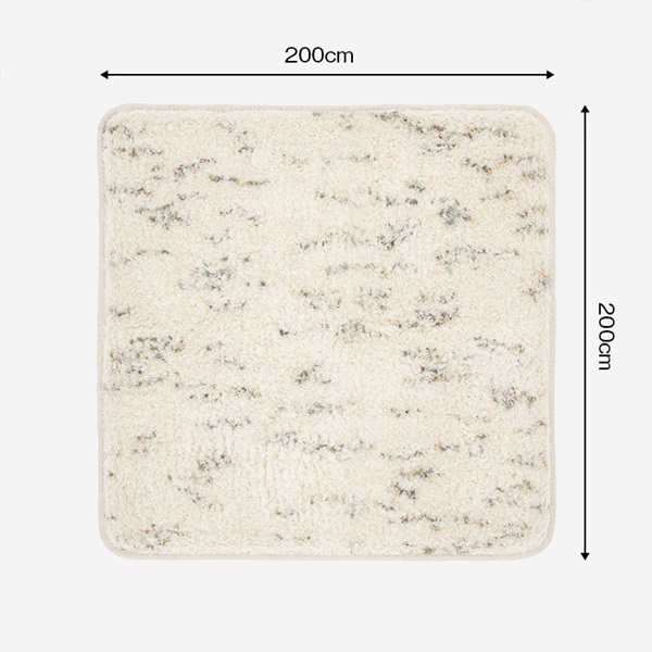 洗える ネップ調マイクロファイバーラグ 200×200cm(アイボリー)