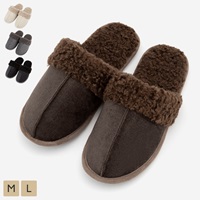 【拭ける軽量ソール】ボアであったか脱ぎ履きしやすいスリッパ