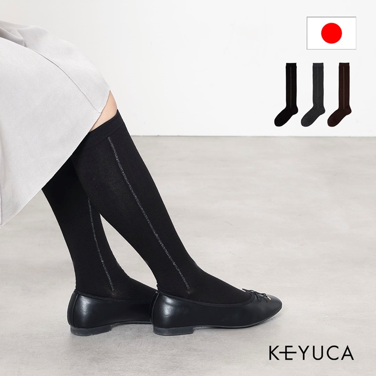 d 保湿ラメライン ハイソックス|ソックス|靴下