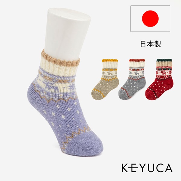 [日本製]B キッズ 裏起毛 雪柄