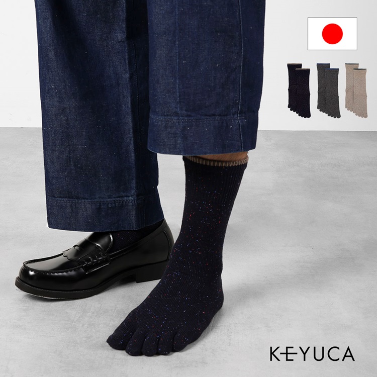 d M メンズ 5本指ネップラインクルー|ソックス|靴下