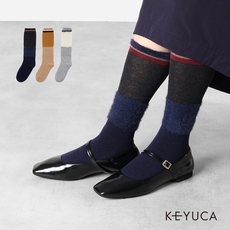 d 毛混カラーブロックハイソックス|ソックス|靴下