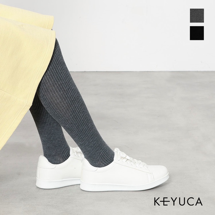 d やわらかレーヨン混リブタイツ