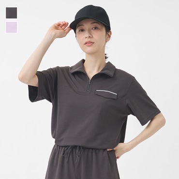 H リラックスハーフZIPポロシャツ