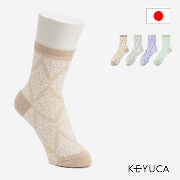 【2足よりどり￥500】R 綿麻ダイヤ柄フロート |ソックス|靴下