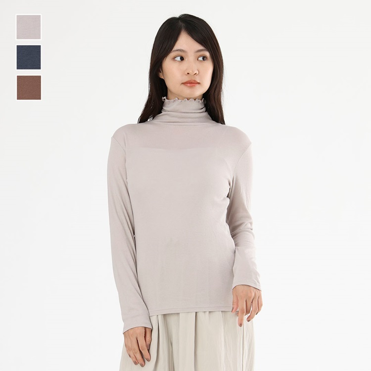H ゆったりシアーカシミヤ入りハイネック
