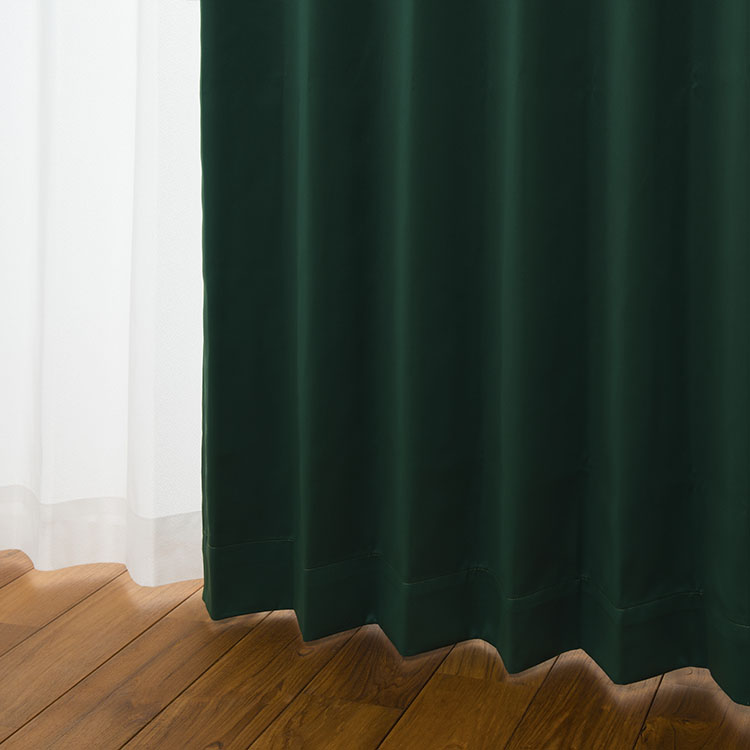 【WEB限定セミオーダー】カーテン ドレープ グリーン 形状記憶 遮光1級 ウォッシャブル 防炎 遮熱 DP418【1枚入り】