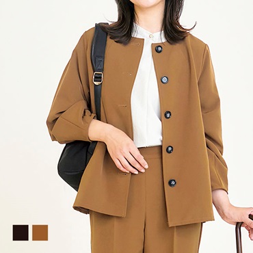 【すごナノ撥水】ノーカラーコクーンジャケット