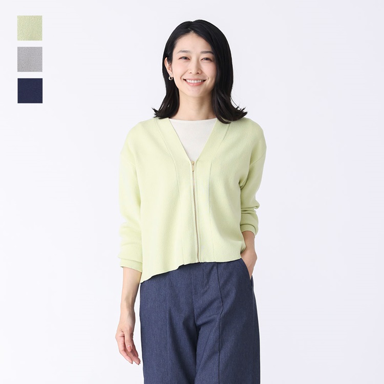 フロントジップVネックニットカーディガン¥4,990(税込 ¥5,489)