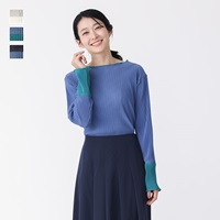 配色プリーツカットソートップス