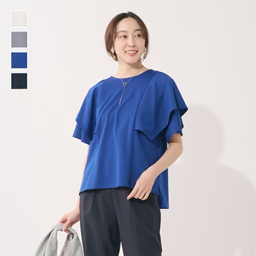 【すごナノ撥水】ラッフルスリーブＴシャツ
