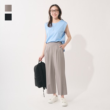 接触冷感カットソーストレートパンツ