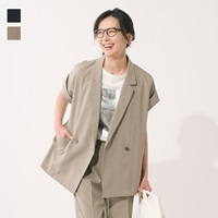 リネンライク5分袖ダブルジャケット
