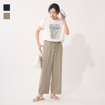 リネンライクイージーワイドパンツ