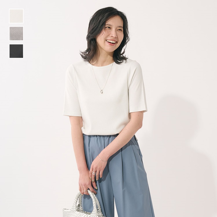 ラメリブ５分袖Ｔシャツ