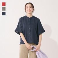 【すごナノ撥水】リネンライク5分袖シャツ