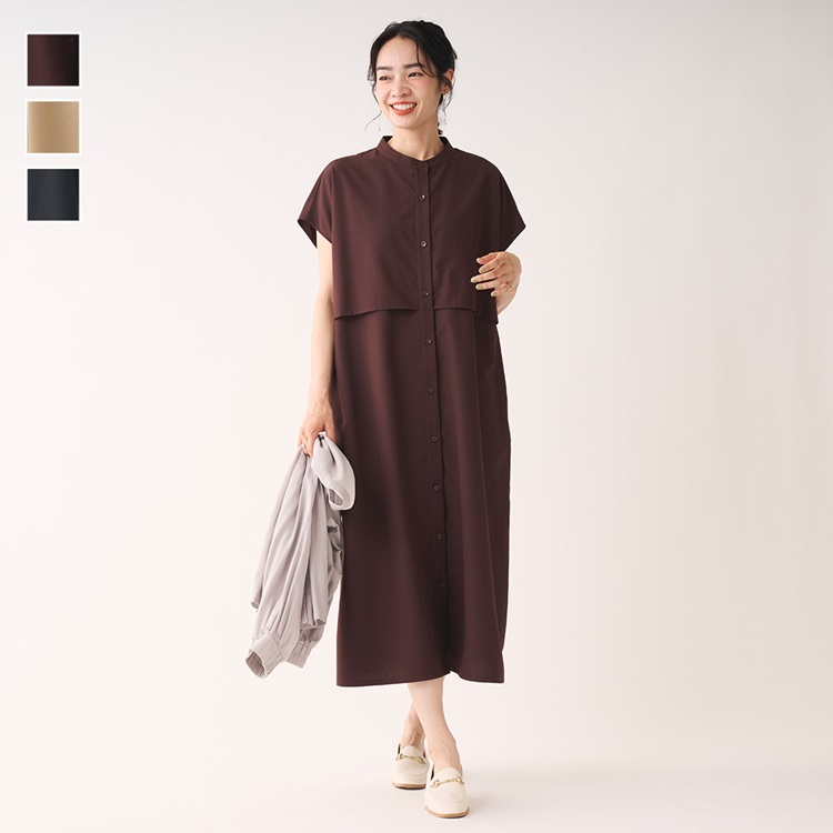 コットンライクレイヤードシャツワンピース