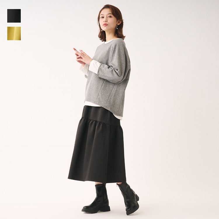 サテンジャガードギャザースカート