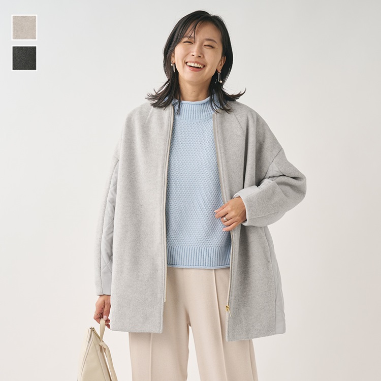 ウーリーコンビキルトハーフコート