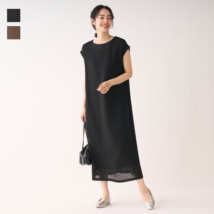 ノースリーブメッシュワンピース