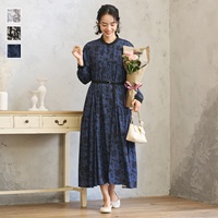 フラワープリントシャツワンピース