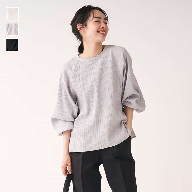 ストレッチ楊柳プルオーバー