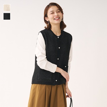 ラメジャガードニットベスト