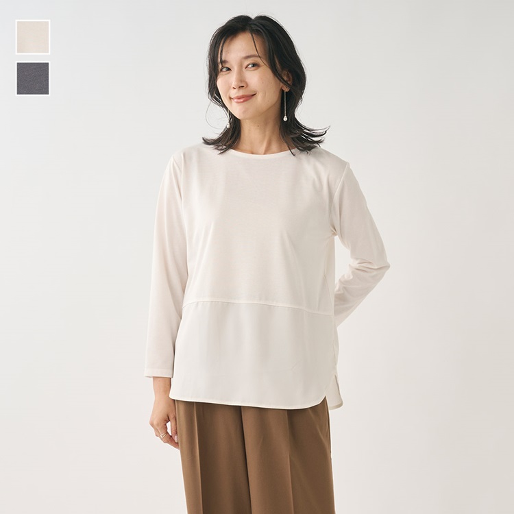 シャツテールコンビ長袖トップス