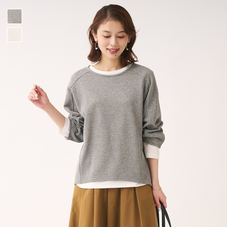 ラメ裏毛コクーンスリーブトップス