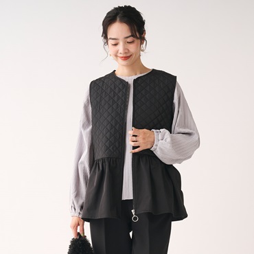 ペプラムキルティングベスト