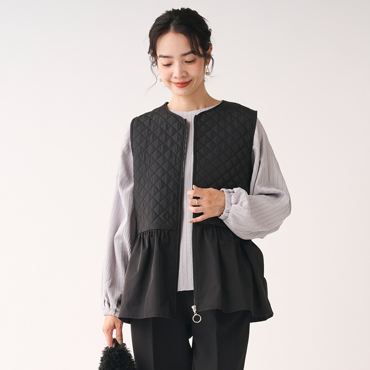 ペプラムキルティングベスト