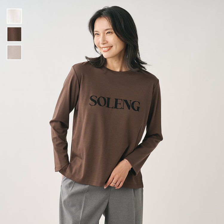 フロッキープリント長袖Ｔシャツ