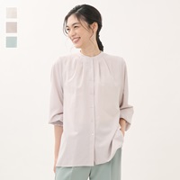 【すごナノ撥水】バンドカラーフレアシャツ