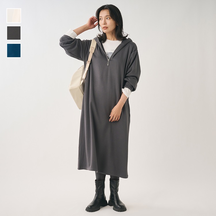 裏シャギーフーディーワンピース