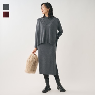 ニットベストアンサンブルワンピース