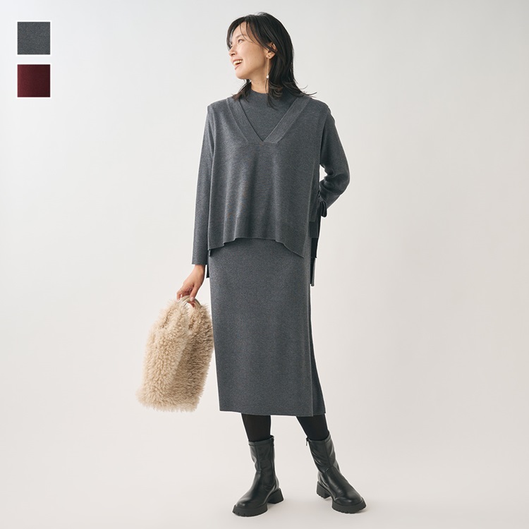 ニットベストアンサンブルワンピース