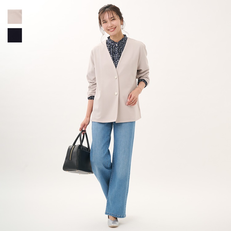 【すごナノ撥水】ジョーゼットポンチジャケットカーデ