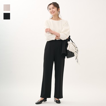 【すごナノ撥水】ジョーゼットポンチストレートパンツ