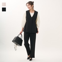 【すごナノ撥水】ジョーゼットポンチペプラムジレ