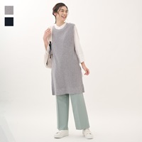 リネンタッチロングニットベスト