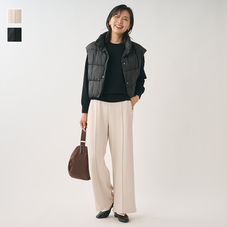 起毛ジャージーセンターシームワイドパンツ