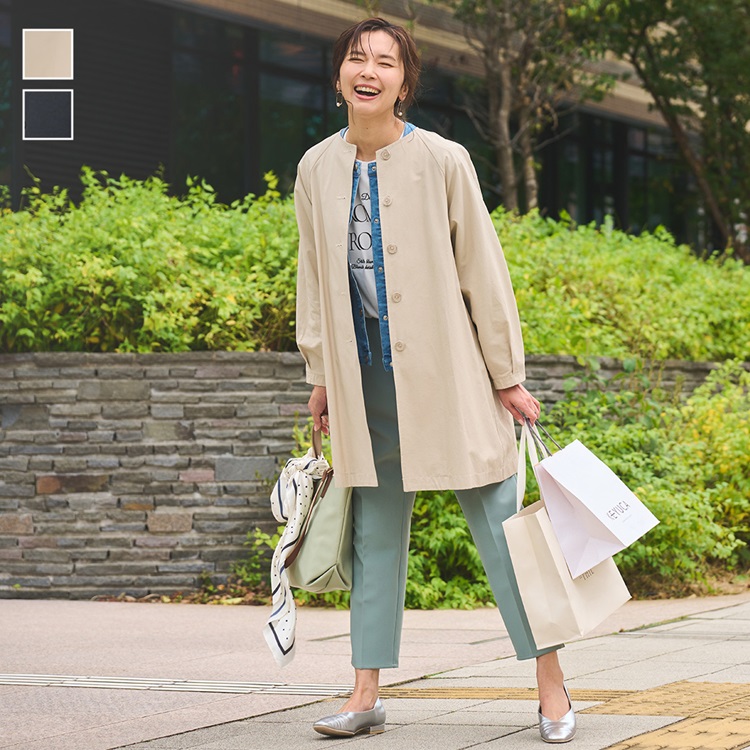 【すごナノ撥水】ノーカラーハーフコート