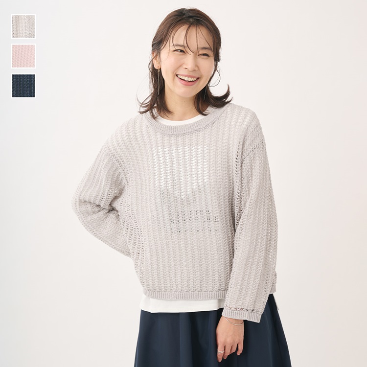 テープヤーン透カシニットトップス