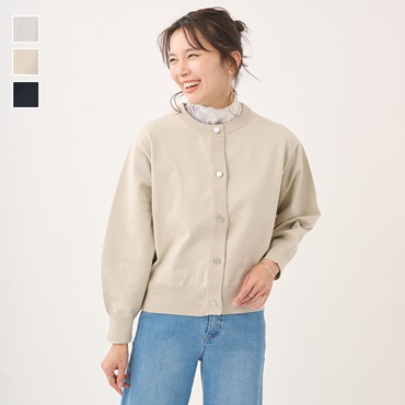 クルーネックスポンジニットカーディガン