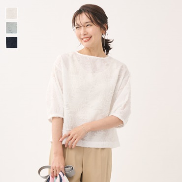 前後2WAYカットジャカードブラウス