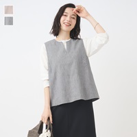 リネン混キーネックジレ