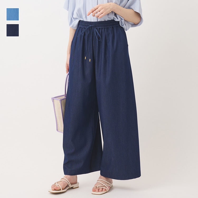 【すごナノ撥水】ソフトデニムライクイージーパンツ