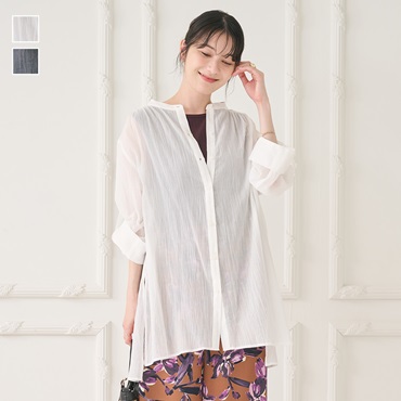 コットン楊柳ロングシャツ