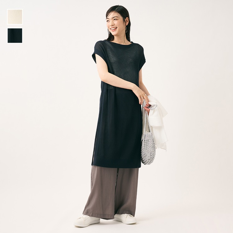 メッシュニットチュニックパンツセット