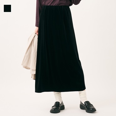 ストレッチベロアスカート ブラック